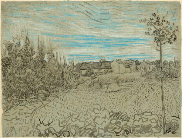 Cottages with a Woman Working in the Middle Ground 1890