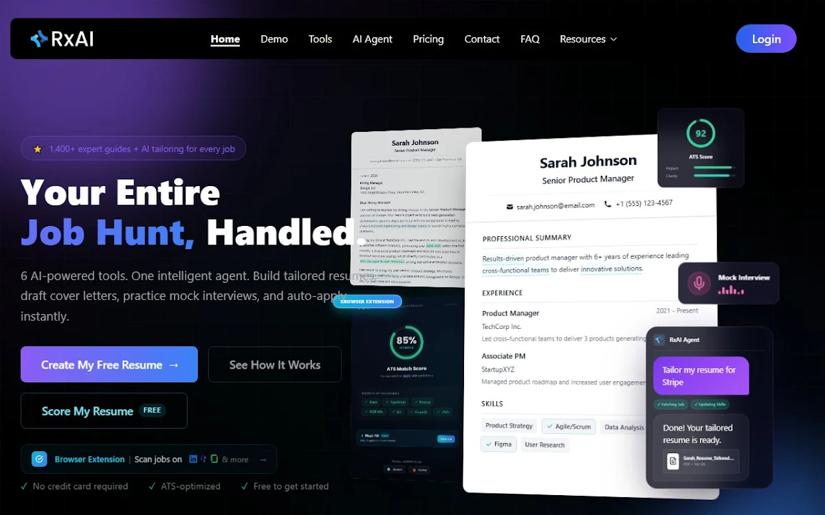 Captura de AI generated cover letter and resume