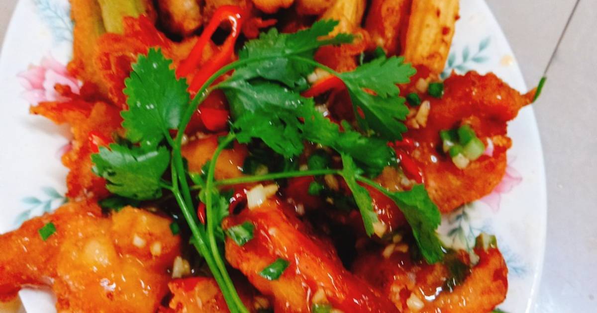 Tôm chiên bột sauce cam