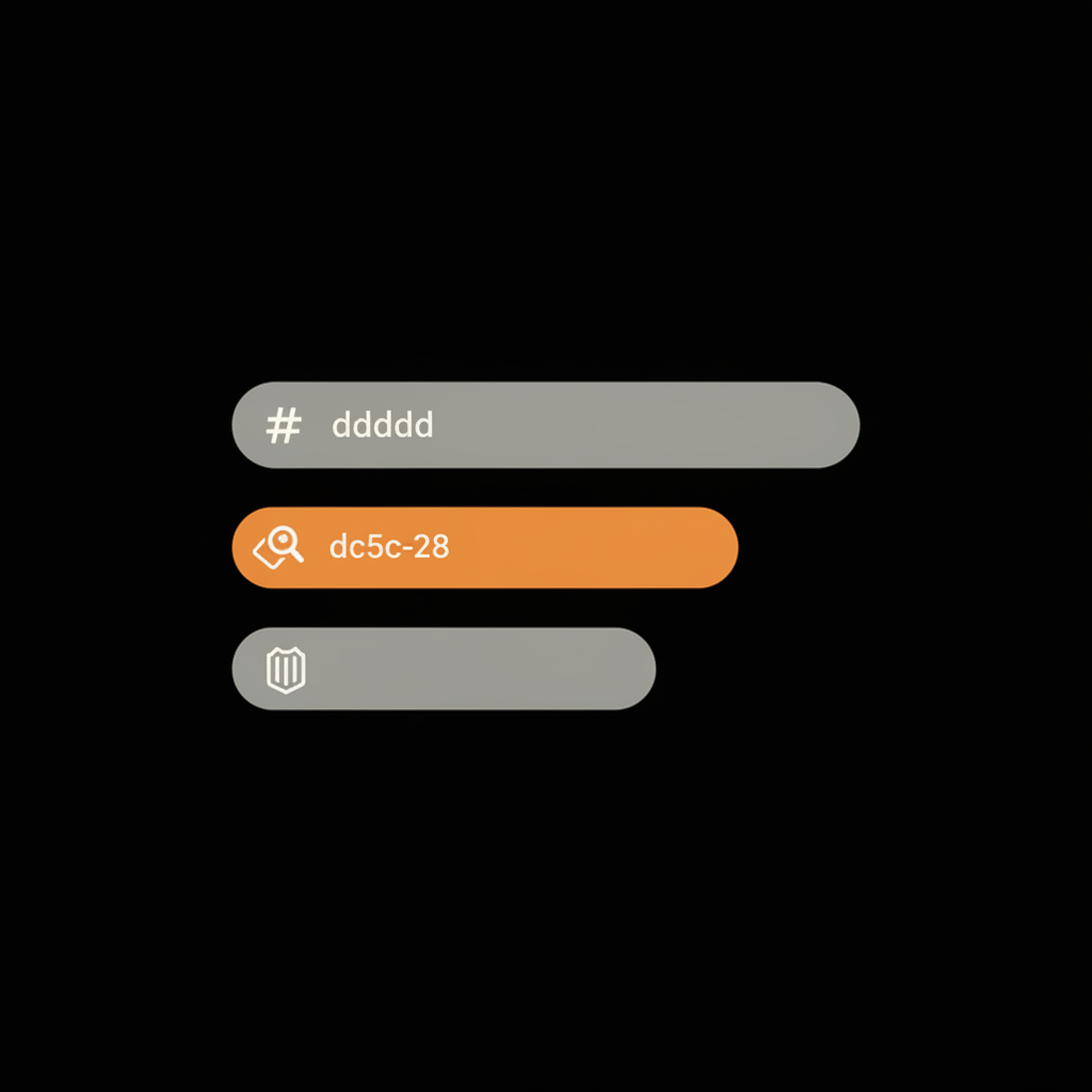 Minimal 2D vector infographic of a balanced tag stack showing broad, niche, and branded tags as stacked bars on a black background with muted gray bars and one orange accent for hashtags trending now.