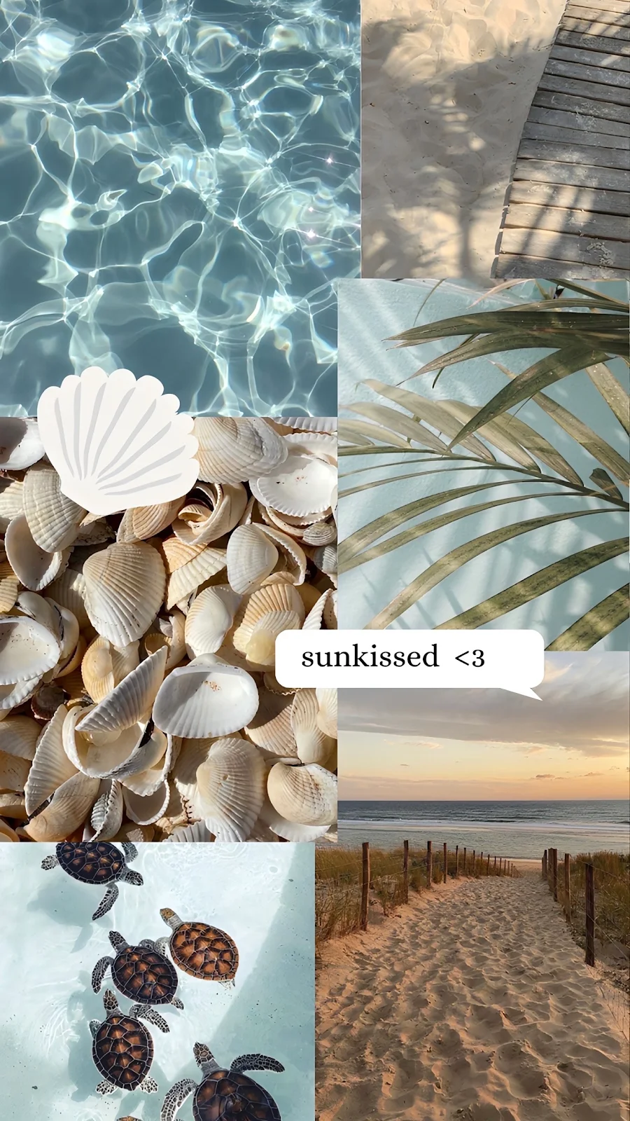 Sunkissed Summer Beach Aesthetic Collage - Photo Collage Full HD iPhone Wallpaper (1286x2286)