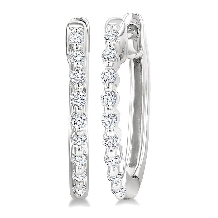 Silver Petite Diamond Fashion Hoop Earrings