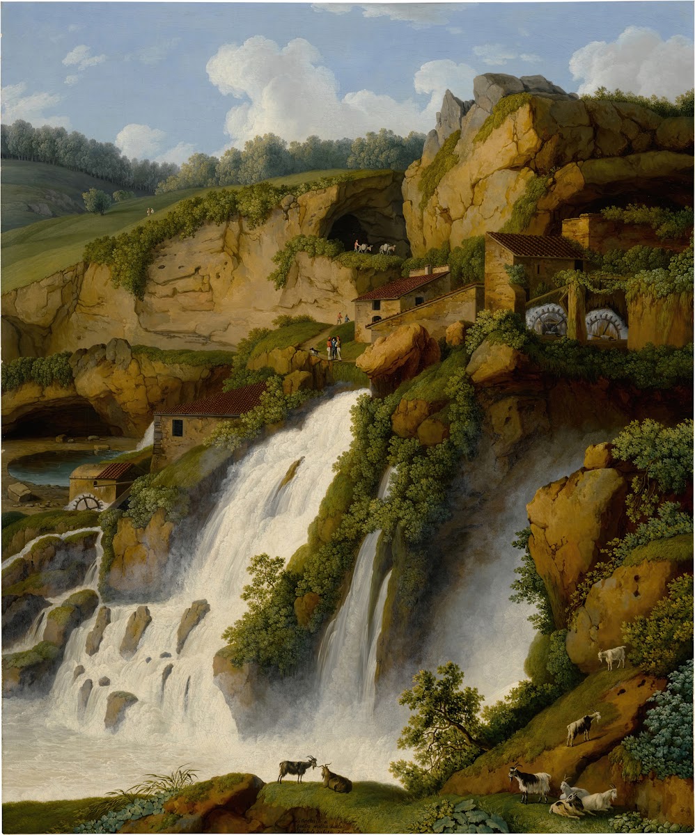 View of the Waterfall at Anitrella with Goats grazing nearby