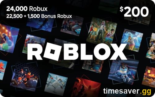 Official Roblox $200 digital gift card showing 24,000 Robux (22,500 plus 1,500 bonus) — a safe, legitimate way to buy Robux