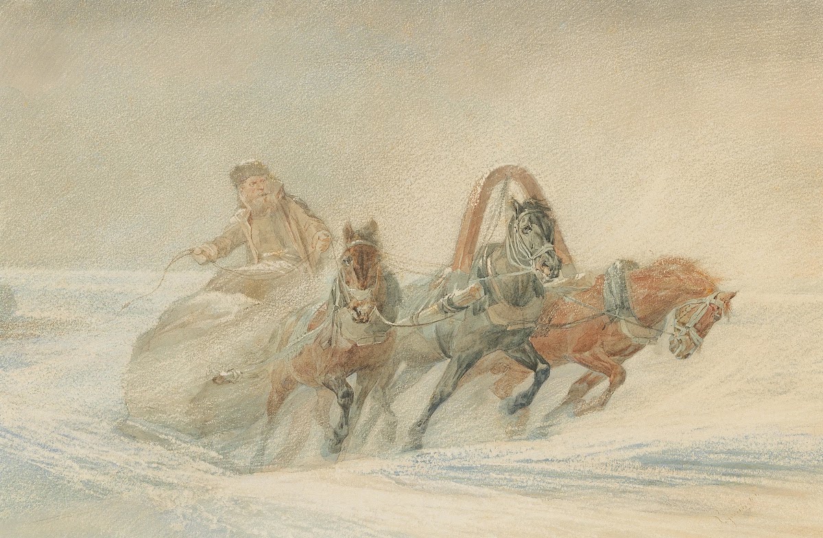 A Russian Troika In The Snow 1869
