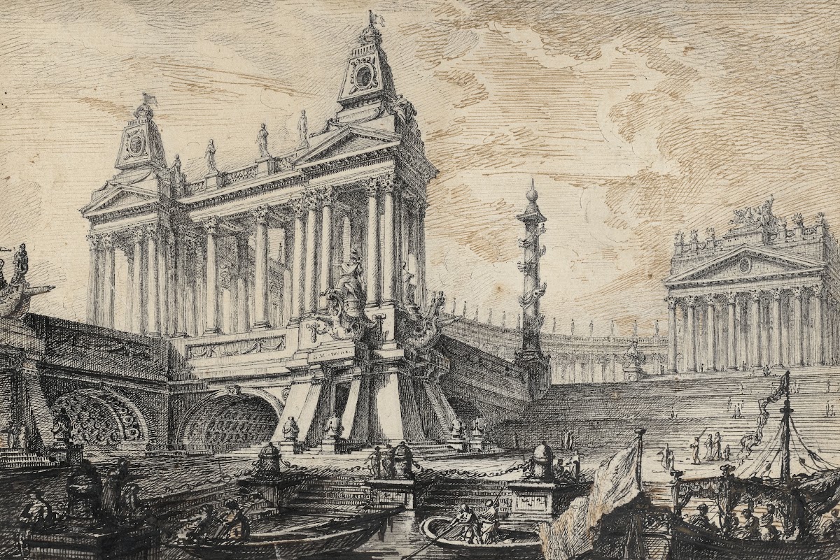Architectural Fantasy of a Magnificent Ancient Port c 1750