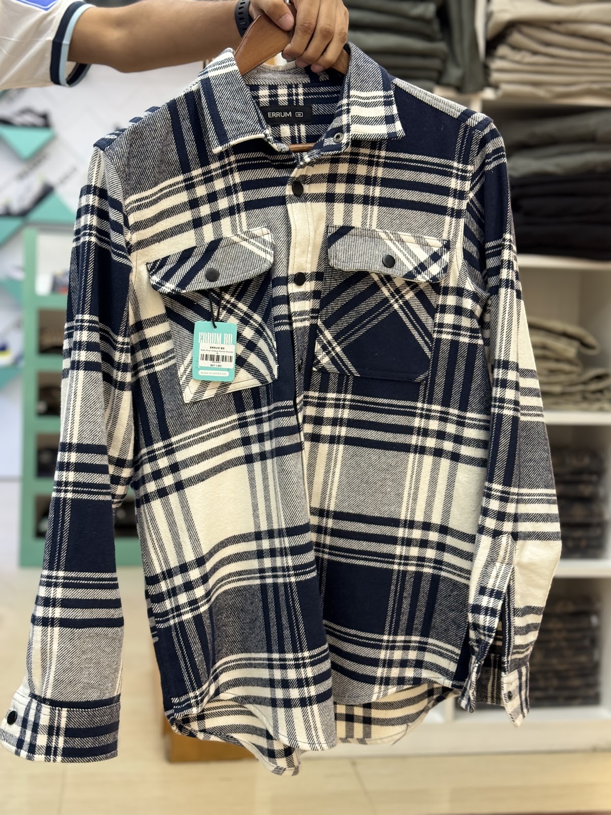 Slate Silver Cheque Flannel Shacket