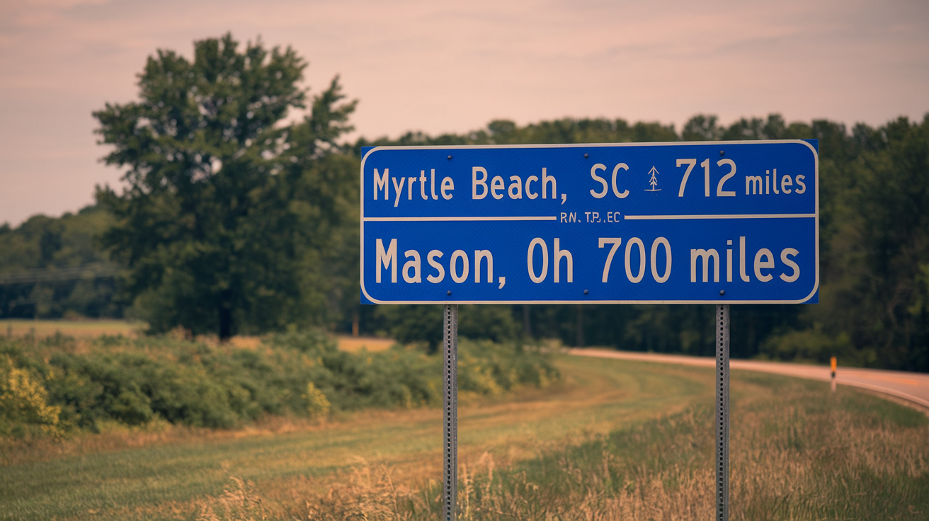 Distance and Travel Guide: Mason, Ohio to Myrtle Beach, SC