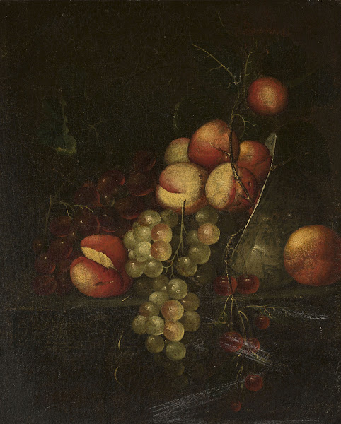 Still life  apples and grapes