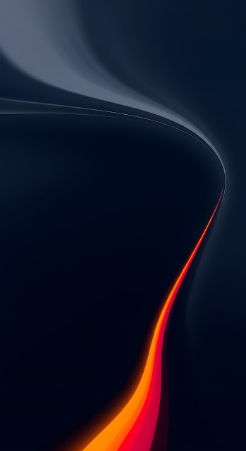 Minimalist Abstract Art with Dark Blue Flow and Vibrant Orange Split - Free mobile Wallpaper