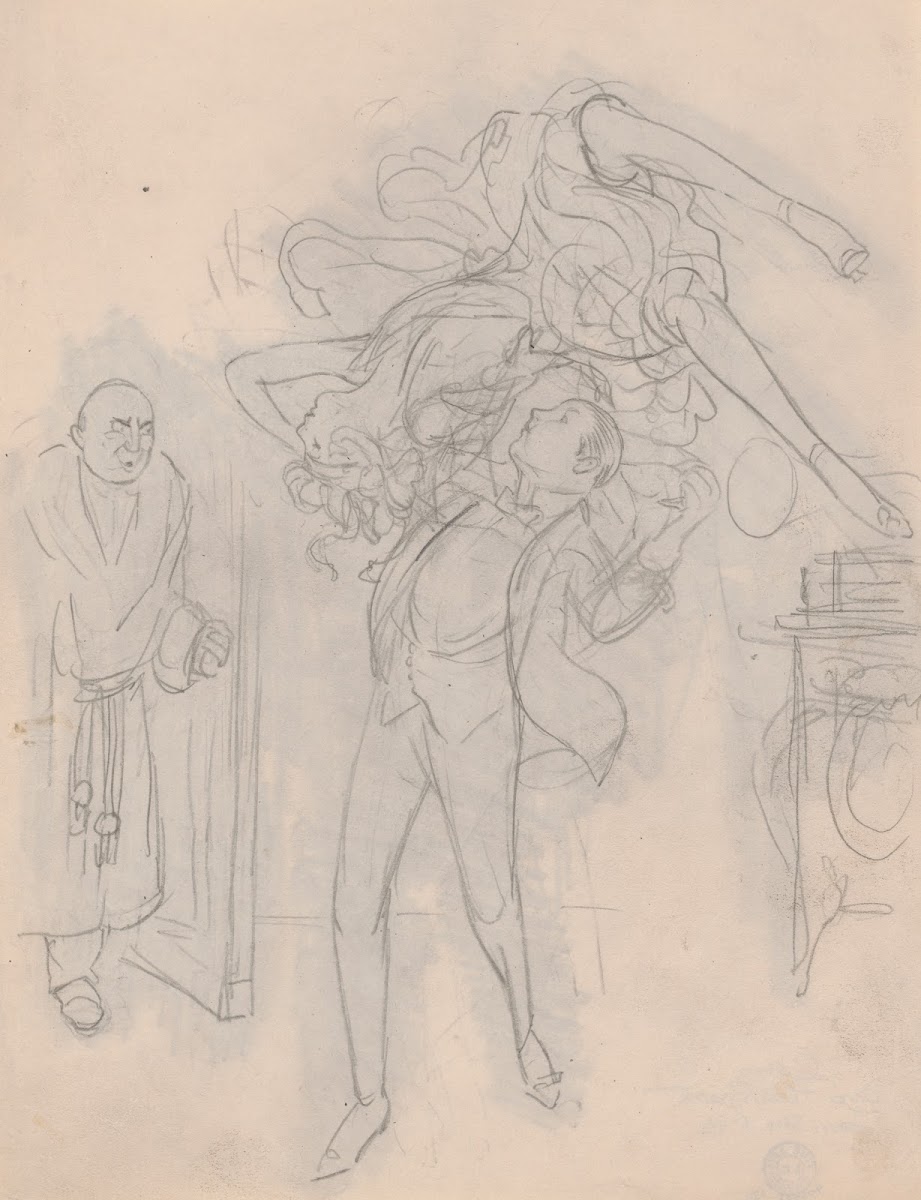 Man dancing with woman over his head