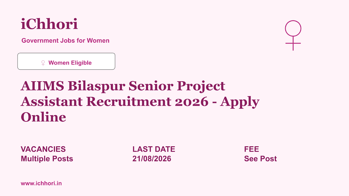 AIIMS Bilaspur Senior Project Assistant Recruitment 2026 - Apply Online - iChhori