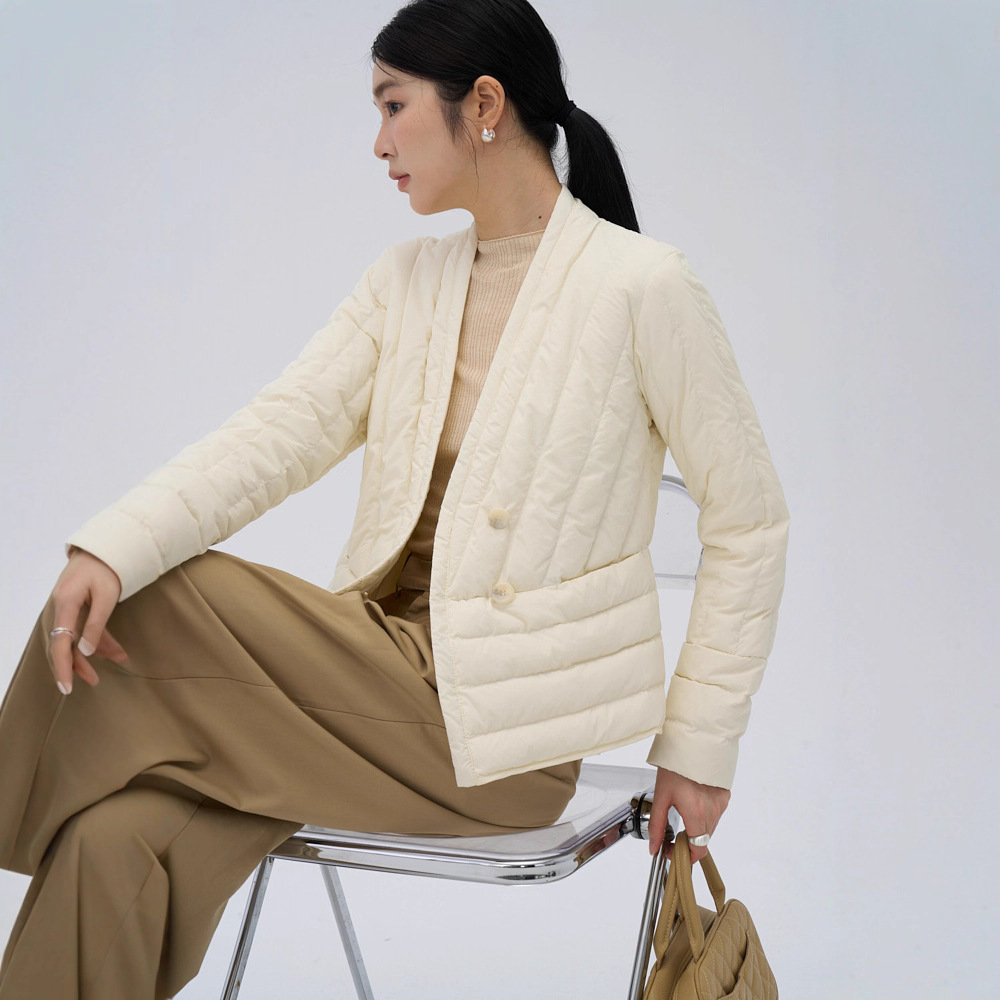 Lightweight V-Neck Down Jacket for Women