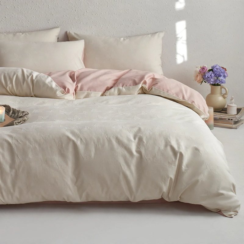Cotton Bedding Set, 4 pieces, Butterfly motif
