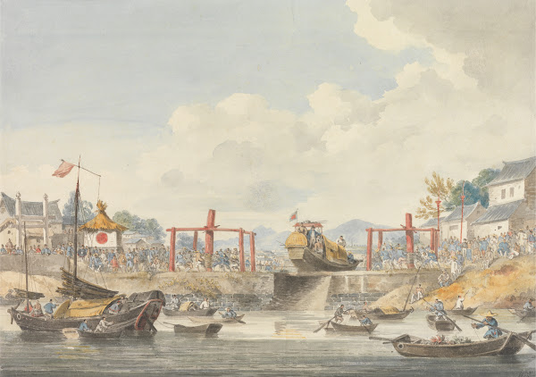 Barges of the Embassy Being Raised from One Canal to Another on Their Way from H