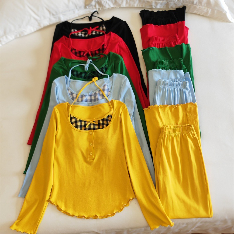 Women's Pajama Set, Long Sleeve, Cotton, with Breast Pad