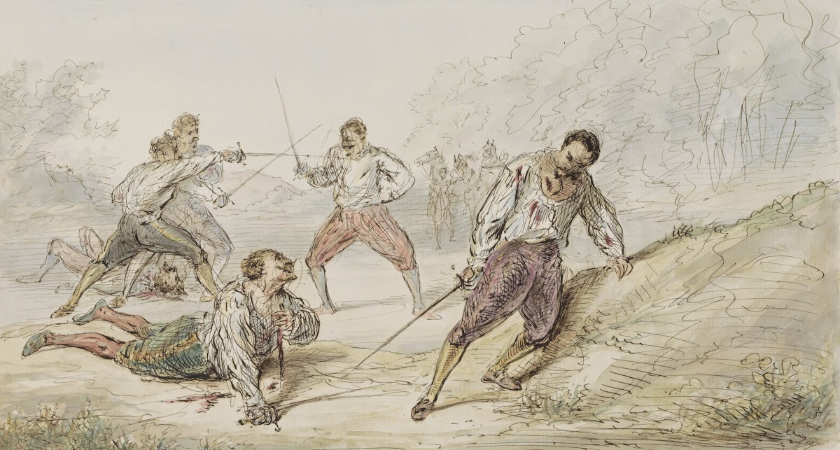 Landschap met duellerende mannen c 1854   c 1887