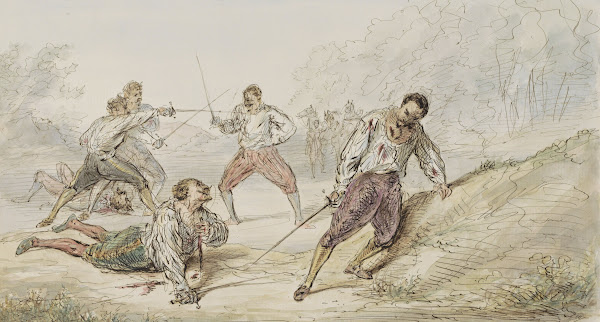 Landschap met duellerende mannen c 1854   c 1887