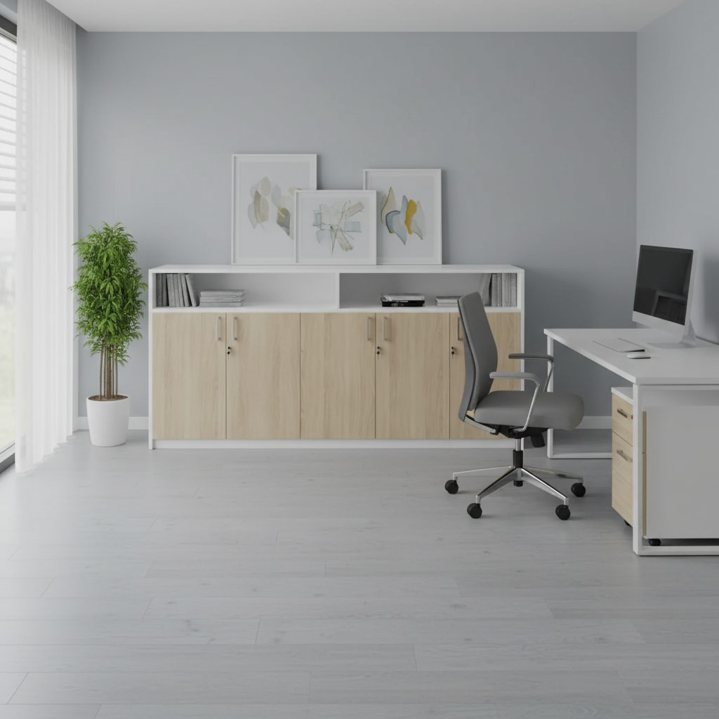 RADAR Color Five Door Cabinet With Recessed Open Top Shelf