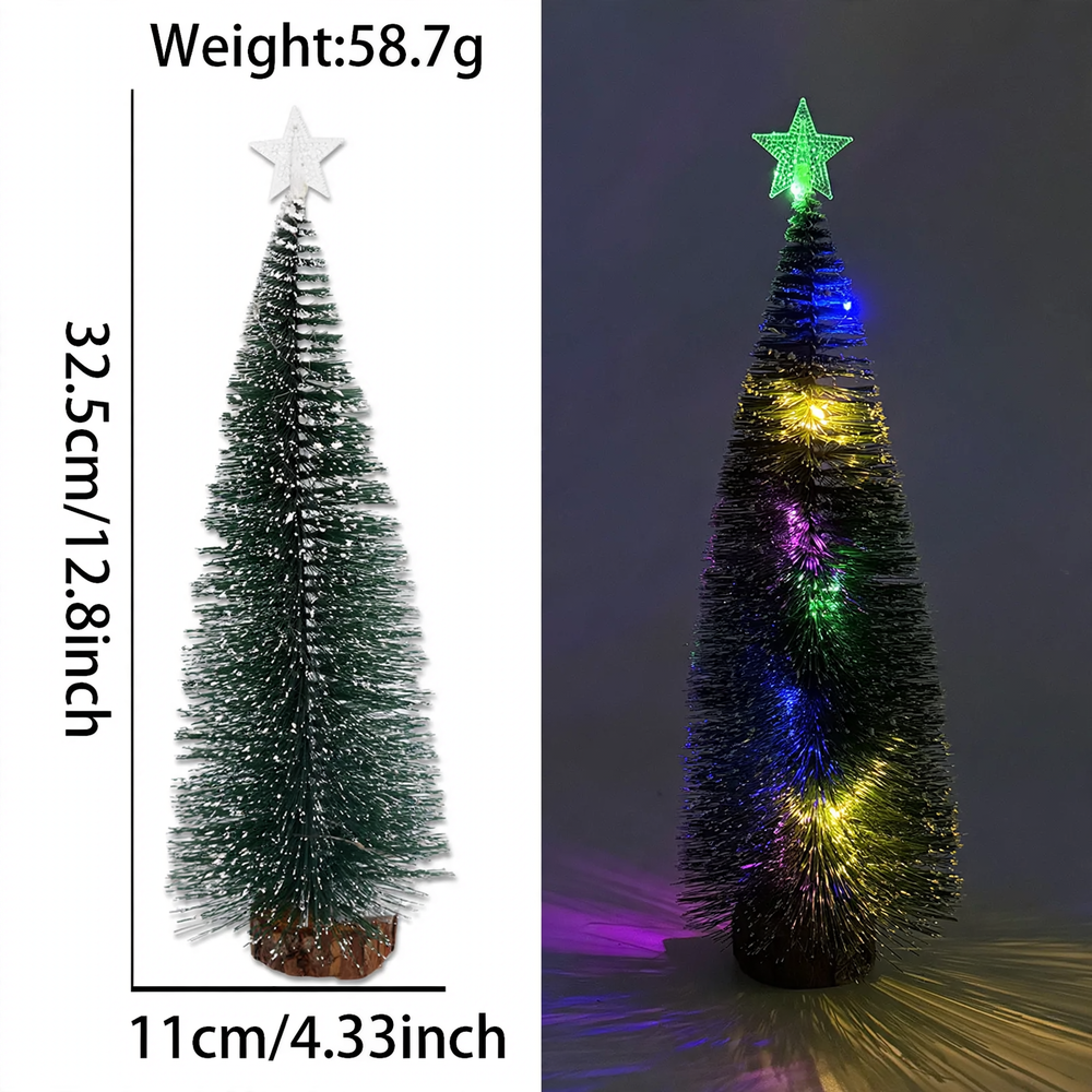 Illuminated mini Christmas tree with star, various sizes