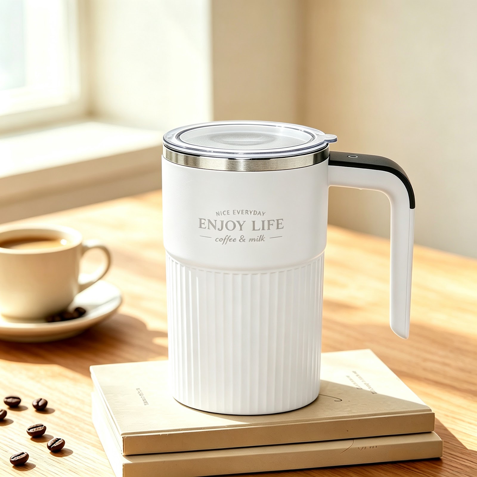 Electric stirring cup, 380 ml, stainless steel
