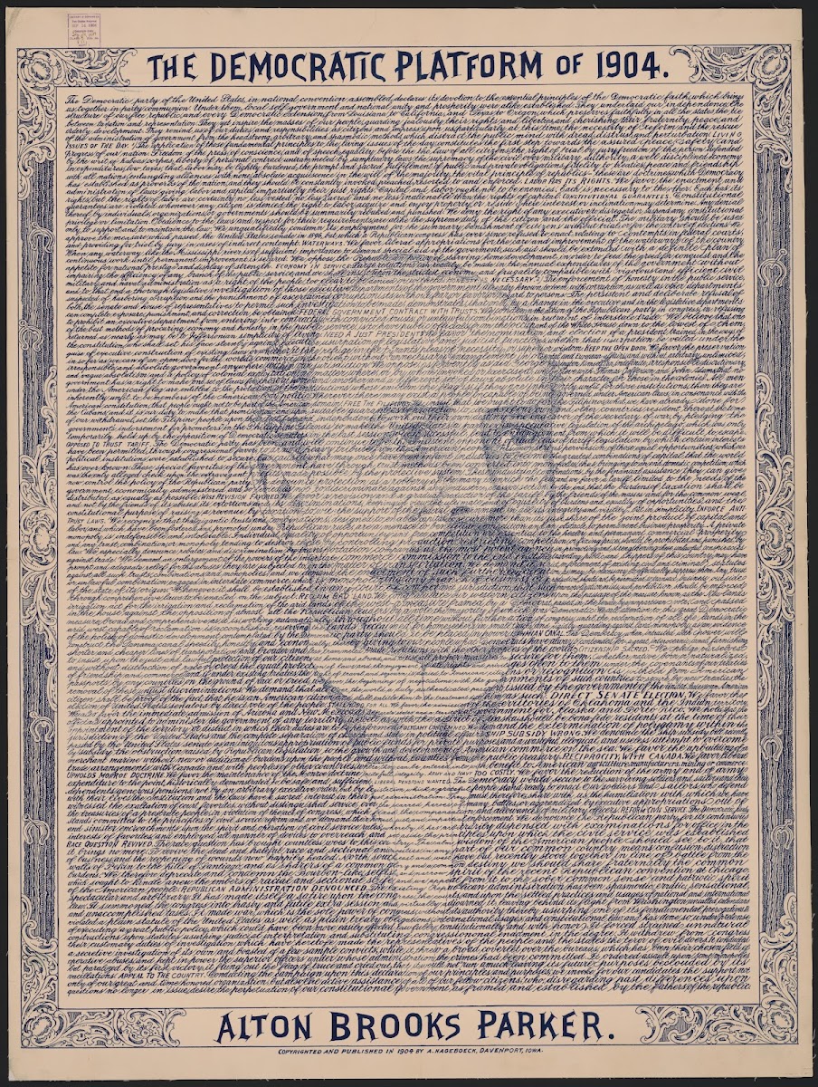 Democratic platform of 1904 Alton Brooks Parker 1904