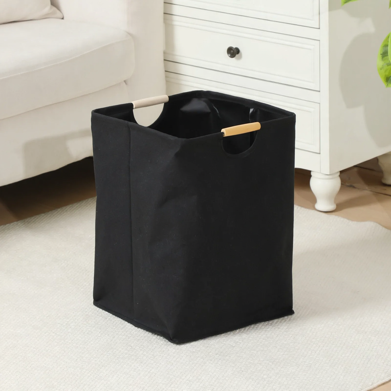 Foldable laundry basket made of cotton and linen