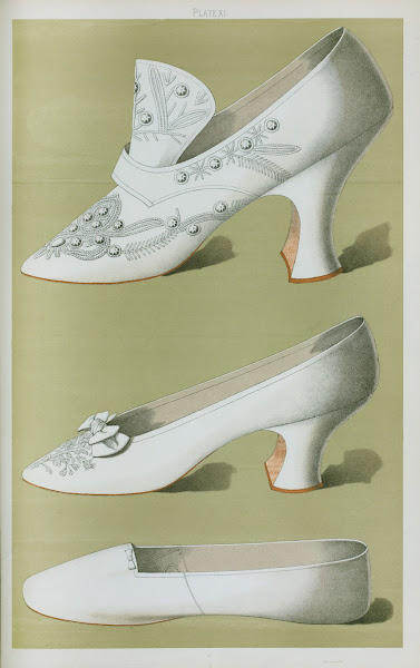 Shoe of Cromwellian shape embroidered with small crystal beads dainty white shoe