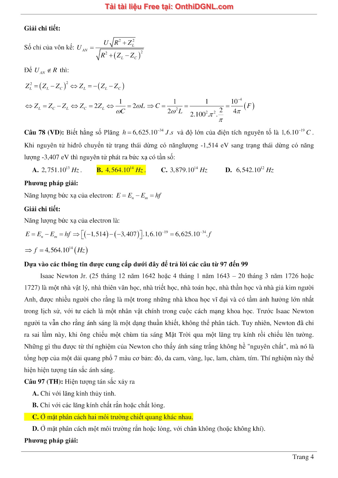 300 bài tập môn Vật Lý - Ôn thi ĐGNL ĐHQG TPHCM Phần 24