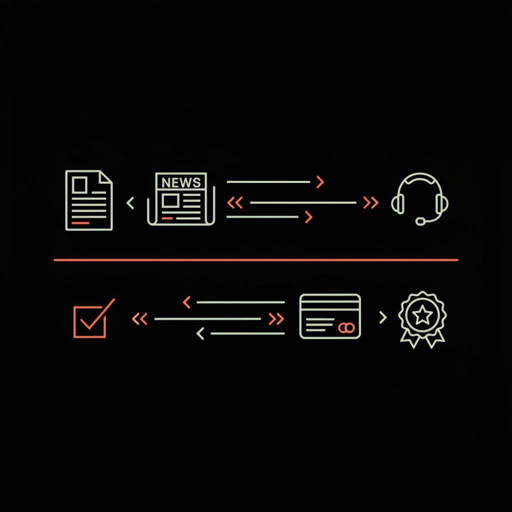 Minimal 2D vector infographic showing two verification paths with document and press icons for free verification and card and support icons for Meta Verified — conceptual guide to get blue check on Instagram