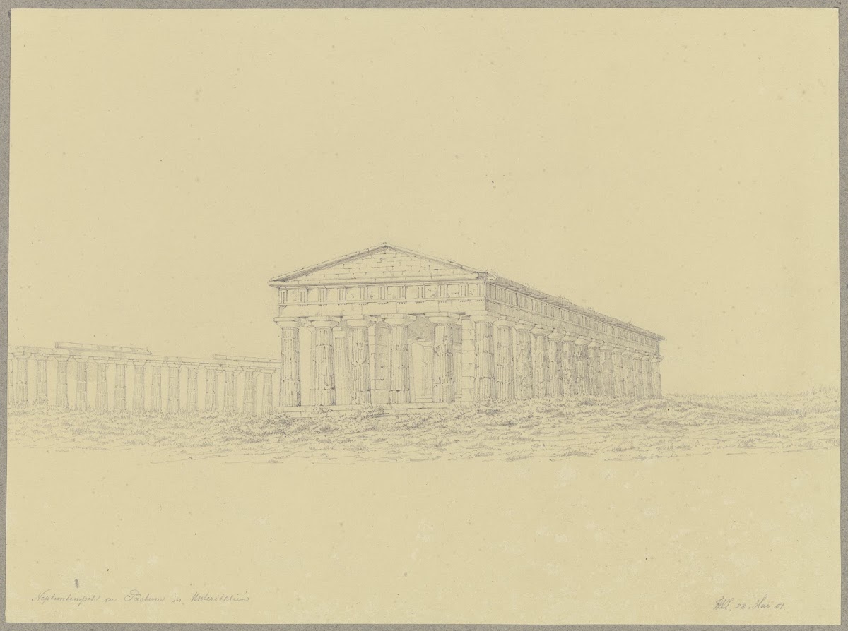 Der sogenannte Poseidontempel und das Heraion in Paestum 1851