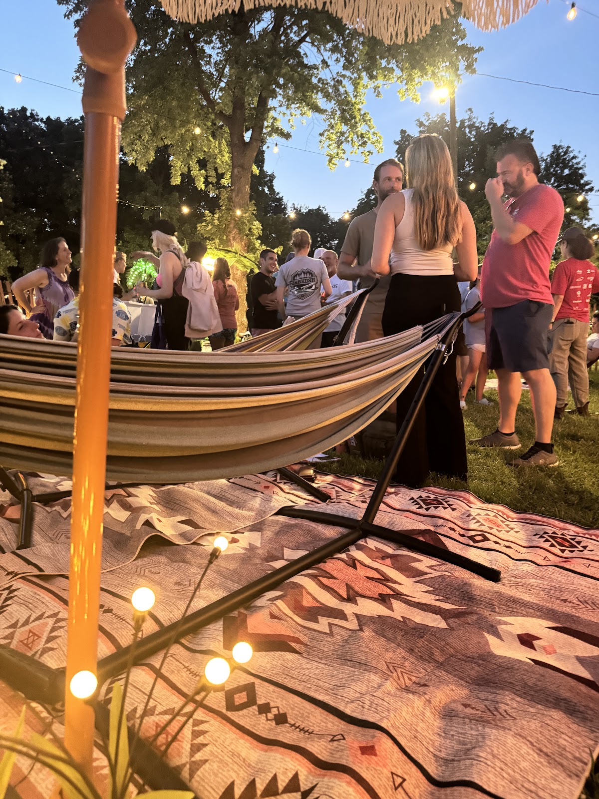 Campers gathered at Camp Abingdon in the evening