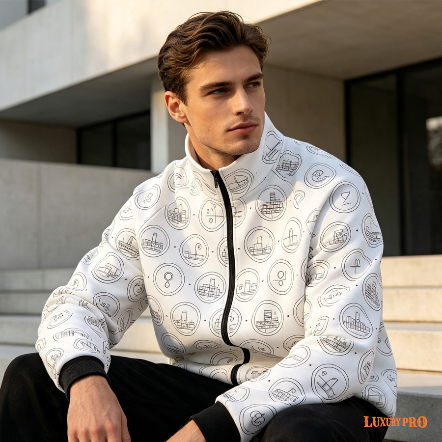AOP WIM Zip Up Collar Jacket Riveted Stripes