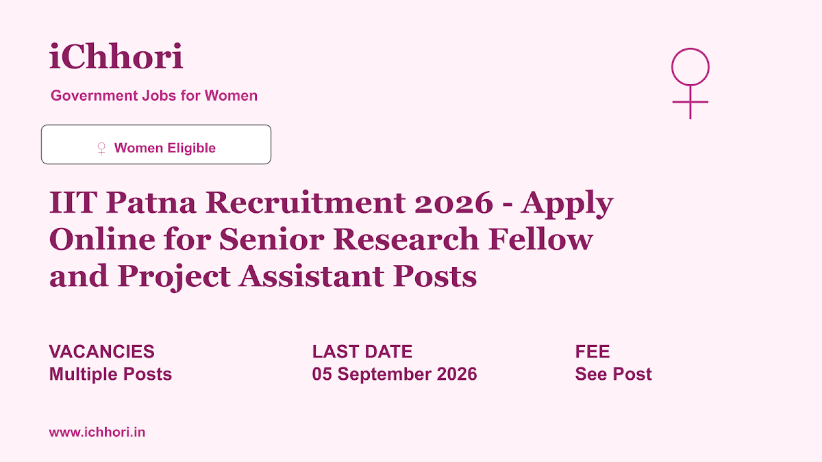 IIT Patna Recruitment 2026 - Apply Online for Senior Research Fellow and Project Assistant Posts - iChhori