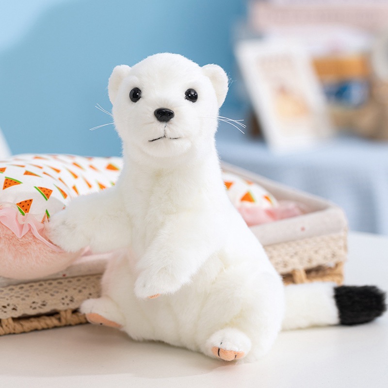 Stuffed weasel, white