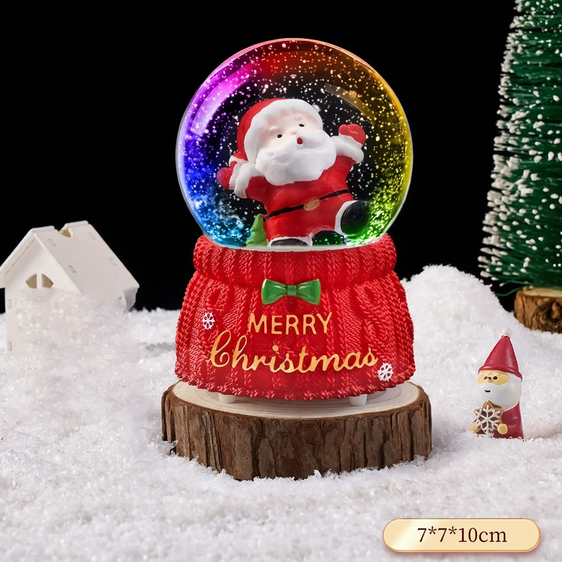 Christmas snow globe with light and music