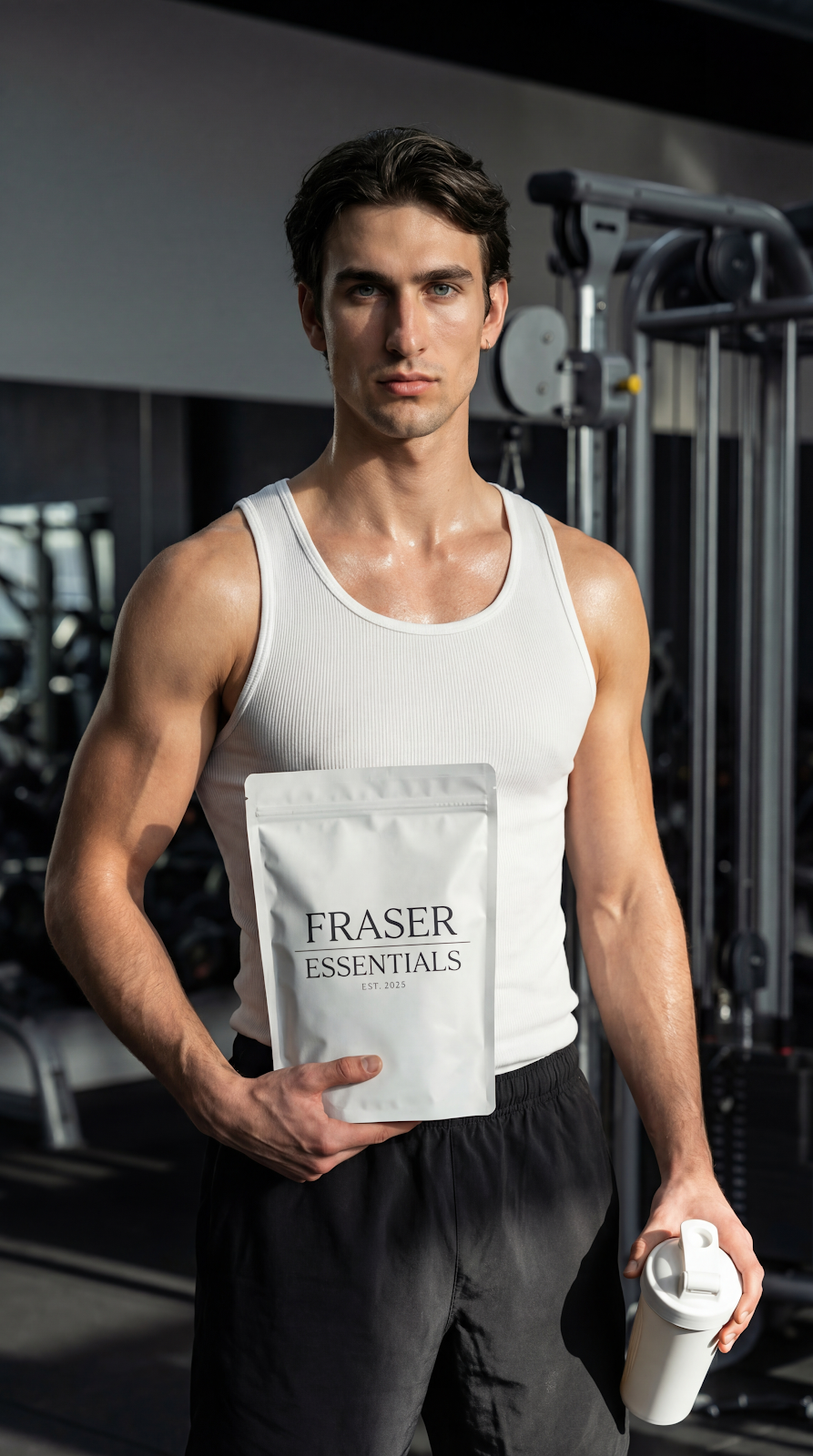 Kai holding Fraser Essentials protein