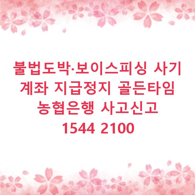 불법도박·보이스피싱 사기 계좌 지급정지 골든타임 농협은행 사고신고 1544 2100