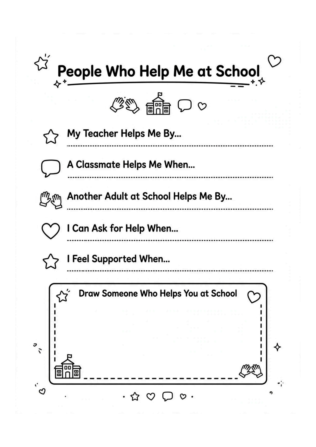 People Who Help Me at School Worksheet