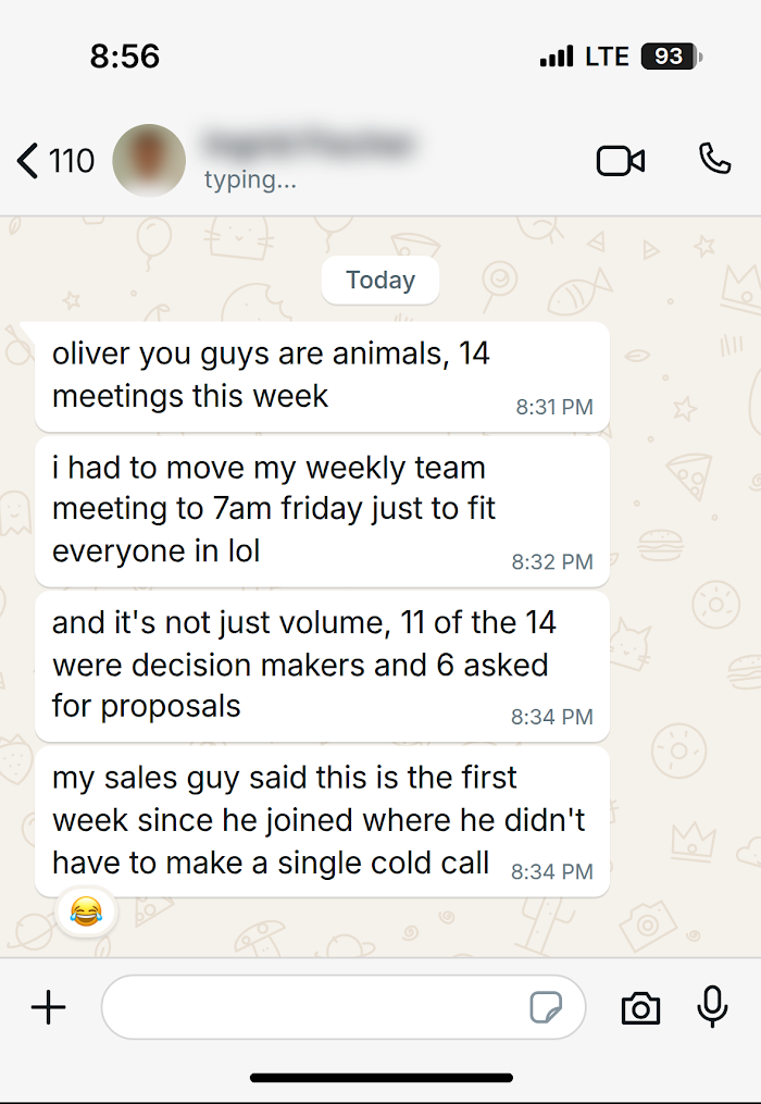 Client message on WhatsApp