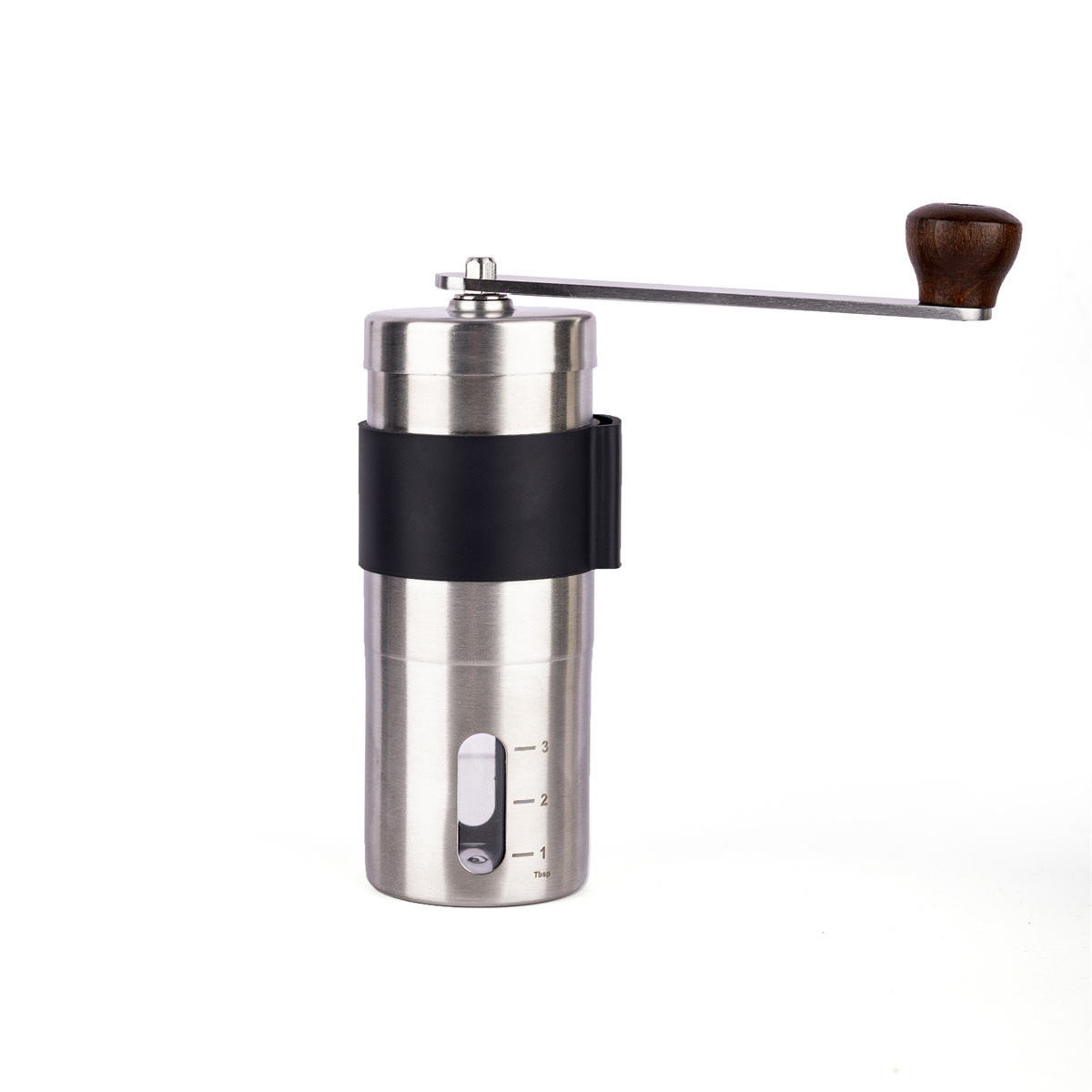 Stainless steel hand coffee grinder with ceramic grinding mechanism