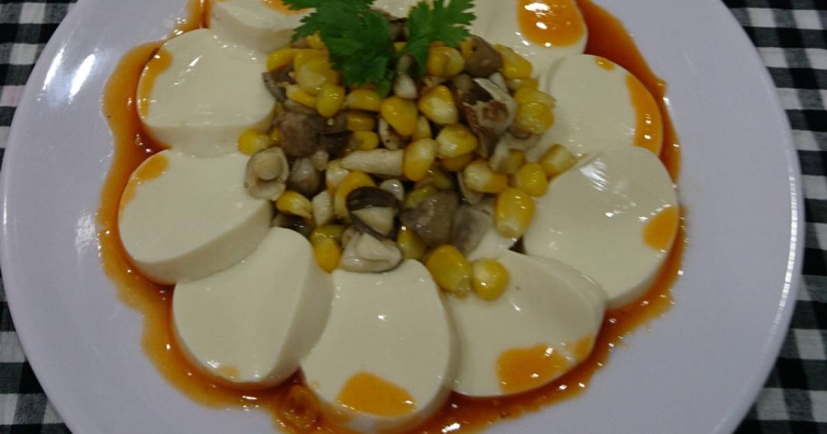 Đậu hũ non sốt bắp nấm chay