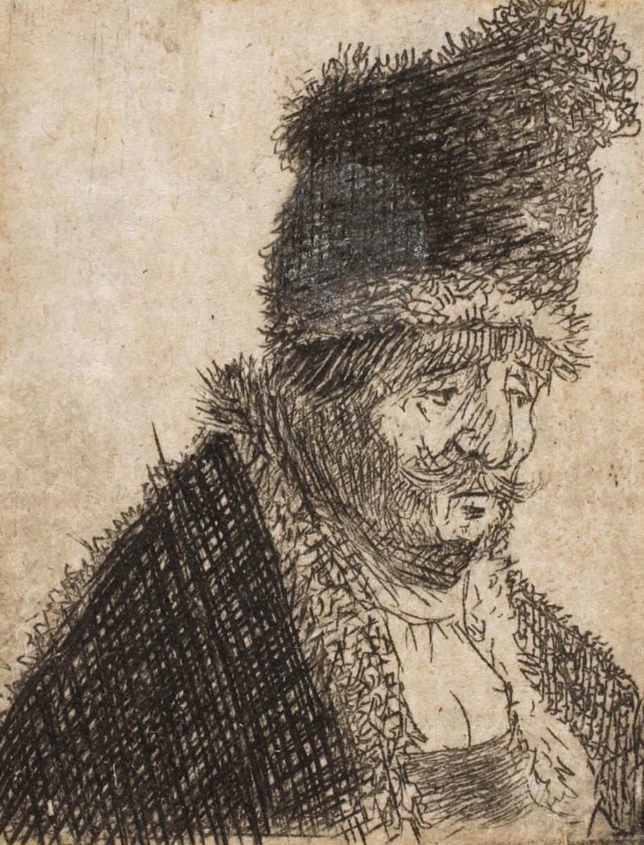 Old man in fur coat and high cap bust 1629  1632