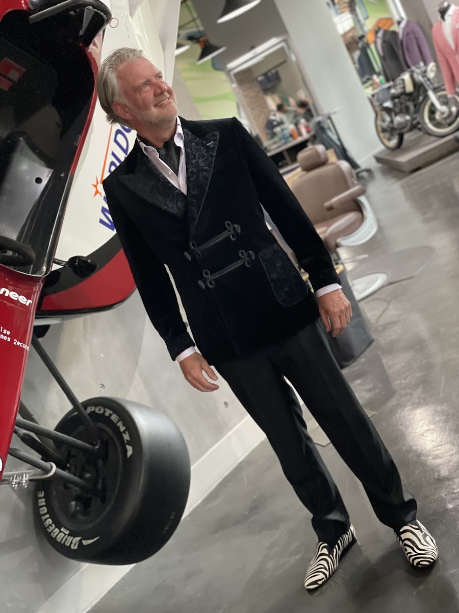 Velvet black tie jacket with formal dress shoes at a South Florida gala