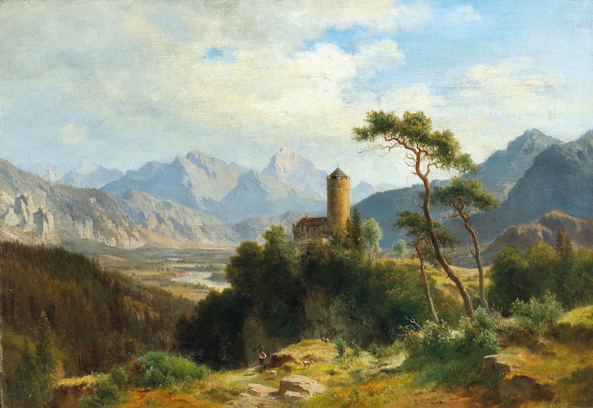 View of Castle Klamm in the Oberinntal with a view of the Sulstein