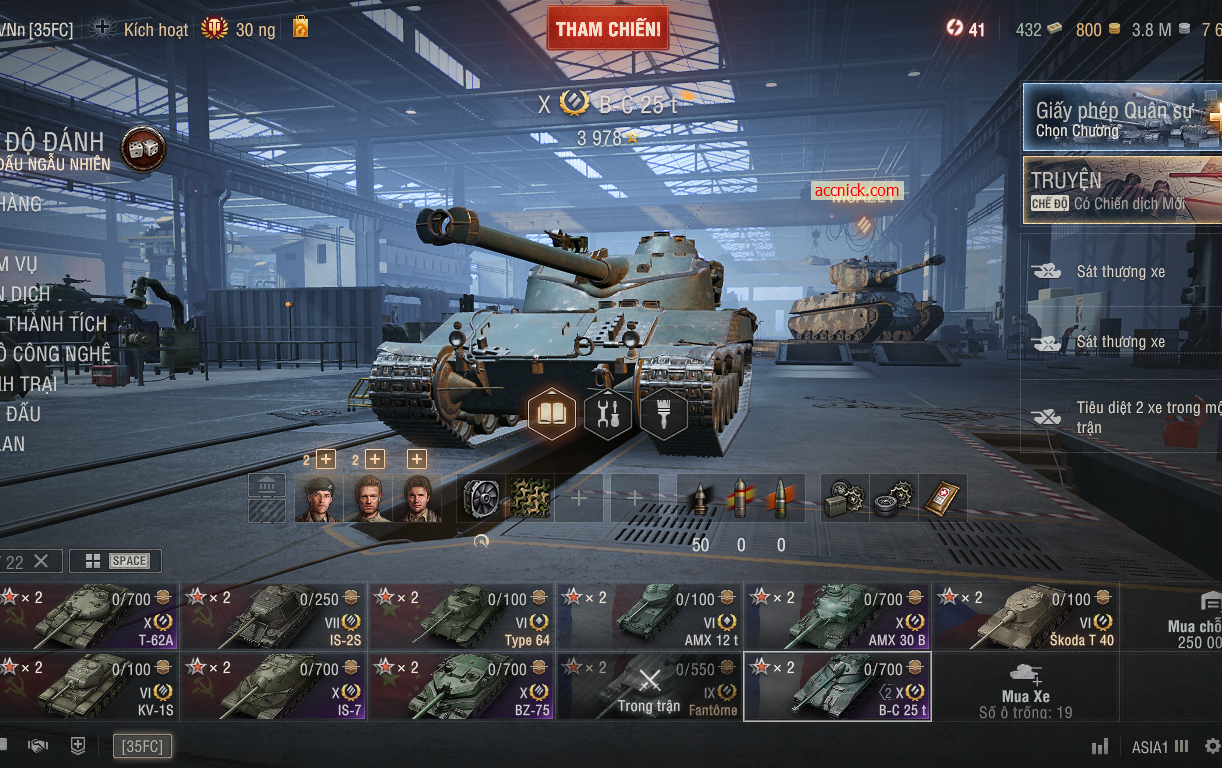 Acc World of Tanks PC gồm 6 tank X BZ-75, 113, IS-7, T-62A,...
