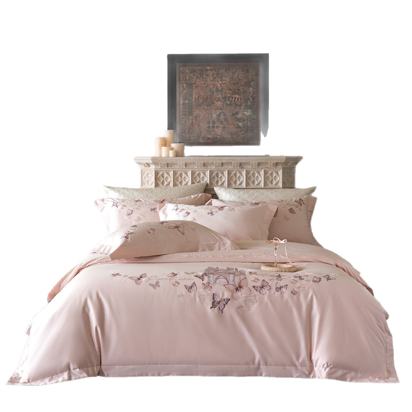 Long-staple cotton bedding set with embroidery