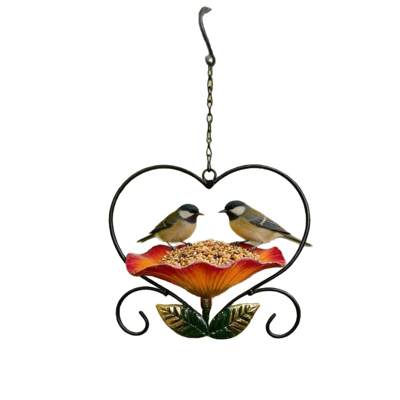 Decorative iron bird feeder in flower shape