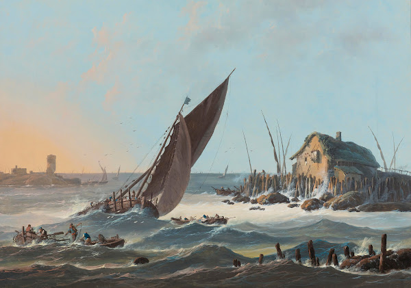 A View Of The Tagus Portugal With Ships And Boats In A Rough Sea