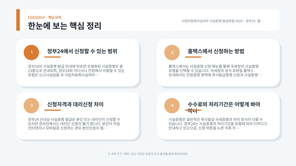 사업자등록사실여부와 사업자등록증명 폐업사실증명의 차이를 비교한 안내